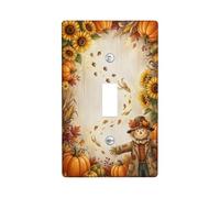 Autunno Harvest Spaventapasseri Tema Toggle Interruttore Piastra | Motivi di girasole, decorazione zucca raccolta, stile rustico rustico, aggiornamento stagionale della casa
