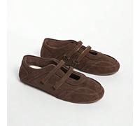 Autunno/Inverno 2025 Nuove scarpe da ginnastica con chiusura a strappo rosse per donne, in pelle traspirante con suola morbida [Taglia piccola, fare riferimento alla tabella delle taglie], ballerine C