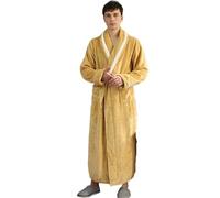 Autunno Inverno Degli Indumenti Da Notte di Flanella Grandi Dimensioni Uomo Lunga Veste Abbigliamento for La Casa Addensare Caldo Corallo del Panno Morbido Accappatoio Usura Salotto 3XL(Men Yellow,M)