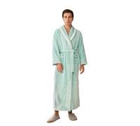 Autunno Inverno Degli Indumenti Da Notte di Flanella Grandi Dimensioni Uomo Lunga Veste Abbigliamento for La Casa Addensare Caldo Corallo del Panno Morbido Accappatoio Usura Salotto 3XL(Men Green,M)