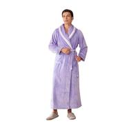 Autunno Inverno Degli Indumenti Da Notte di Flanella Grandi Dimensioni Uomo Lunga Veste Abbigliamento for La Casa Addensare Caldo Corallo del Panno Morbido Accappatoio Usura Salotto 3XL(Men Purple,XL)