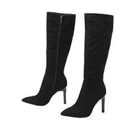 Autunno Inverno Moda Nero Donne Stivali Al Ginocchio Sexy Punta A Stiletto Partito Delle Donne Cerniera Lunghe Scarpe-Nero, 42
