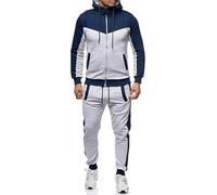 Autunno Inverno Uomo Colore Corrispondenza Tempo Libero Sport Cardigan Suit Felpa Pantaloni Vestito per Indoor Outdoor Regali di Natale, Marina Militare, L