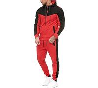 Autunno Inverno Uomo Colore Corrispondenza Tempo Libero Sport Cardigan Suit Felpa Pantaloni Vestito per Indoor Outdoor Regali di Natale, Nero , L