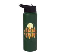 Autunno, luna piena, pini, stagione autunnale, foresta Stainless Steel Insulated Water Bottle