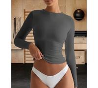 Autunno Manica Lunga Allenamento Camicia da Donna Aderente Athletic Top | Classico scollo rotondo, vestibilità aderente, morbida, traspirante, traspirante, traspirante, traspirante, elasticizzata