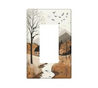 Autunno Montagna Natura Interruttore Copertura Della Parete 1 Gang Singolo Rocker, Autunno Woodland Cottage Frontale Elettrico Frontale per Camera Da Letto Bagno Decor Forest River Standard Dimensioni