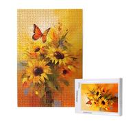 Autunno Puzzle 300 Pezzi,Puzzle Girasole Pattern Design con Confezione Regalo,Fai da te Puzzles in Legno,Dimensione Di 40x28cm,Regalo Adulti Lntrattenimento Creativo,Collection Regali Decor,p1109t