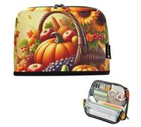 Autunno Raccolta Zucca Frutta Grandi Sacchetti per Matite Astuccio con Cerniera Sacchetto di Immagazzinaggio di Matita Carino Penna Marker Bag per Ragazze Grande Capacità Preppy College High School