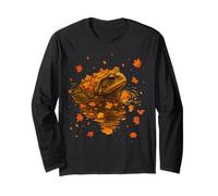 Autunno rospo Arte Accogliente Autunno Foglie Serene Animale Rana Grafica Maglia a Manica