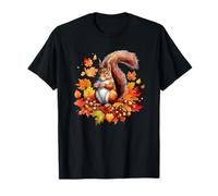 Autunno Scoiattolo Woodland Pet Autunno Foglia Ghiande Ringraziamento Maglietta