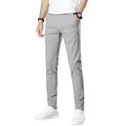 Autunno Stile Coreano Slim Fit Tapered Trendy Versatile Elastico Casual Pantaloni Uomo, Grigio chiaro, 50