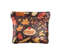 Autunno Torta Turchia Foglie Autunno Donne PU Pelle Portamonete Impermeabile Cambiamento Titolare Carta Organizzatore per Uomo Donna, foglie autunnali di tacchino torta, Decorazione