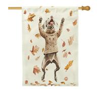 Autunno Weimaraner Cane Front Yard Cortile Lino Casa Verticale Bandiere 28x40 Doppio Lato per Esterno, Autunno Foglie d'Acero Cucciolo Casa Stampa Bandiera, Divertente Simpatico Pet Home Outdoor