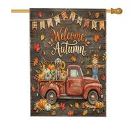 Autunno Weimaraner Dog Front Yard Backyard Vertical House Bandiere 28x40 Double Face per esterno, Autunno Casale Rustico Camion Casa Stampato Bandiera, Farm Harvest Home Outdoor Decorazione