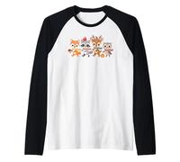 Autunno Woodland Animals Autunno Critters con Sciarpe Carino Maglia con Maniche Raglan