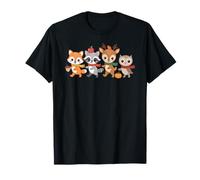 Autunno Woodland Animals Autunno Critters con Sciarpe Carino Maglietta