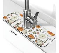 Autunno zucca foglia di rubinetto della corona del lavandino della cucina protezione assorbente spruzzi ad asciugatura rapida tappetino di scarico intorno al rubinetto del lavello della cucina