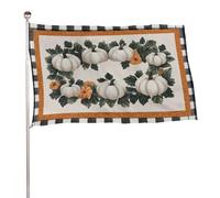 Autunno Zucche Bianche Foglie Verdi Bandiera 3x5 Ft Outdoor Giardino Bandiere Banner Decor Per Cortile Portico Prato Fattoria