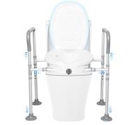 Auveach Rialzo WC per Anziani con Braccioli e Coperchio (9 cm Altezza) 4 Livelli di Altezza e Larghezza Regolabili Rialzo Bidet Comoda WC Alzawater per Disabili Incinta Anziani con Piedini Antiscivolo