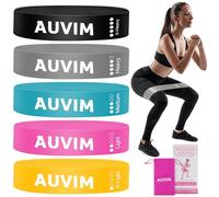 AUVIM Set di 5 fasce di resistenza antiscivolo per esercizi per donne e uomini, 5 livelli per fitness a casa, stretching, allenamento della forza, fisioterapia, yoga