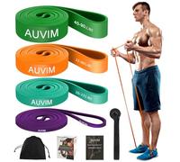 AUVIM Set di fasce di resistenza a 4 livelli, per uomini e donne, fasce di assistenza per trazioni, palestra, yoga, pilates, allenamento della forza, crossfit, fasce fitness con ancoraggio, borsa e