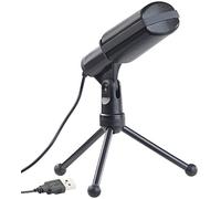auvisio microfono direzionale: Microfono a condensatore, per registrazioni in studio, treppiede mini regolabile, porta USB (per PC, da gaming, adattatore)