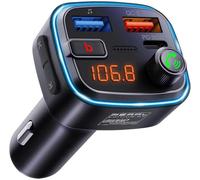 auvisio Trasmettitore FM Bluetooth Auto 12/24 V con Display, USB-C PD 30 W, USB-A QC 3.0, Vivavoce