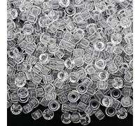 Auvoau 1000 perline pony, 9 mm, in plastica trasparente, per collane, capelli, trecce, portachiavi, gioielli (cristallo)