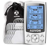 AUVON Elettrostimolatore muscolare professionale, 2 canali e 24 modalità TENS Elettrostimolatore 3 in 1 con 12 elettrodi TENS 2"x2" con design brevettato per alleviare il dolore e costruire muscoli