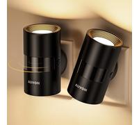 AUVON Luce Notturna da Presa con Sensore di Movimento e Sensore Crepuscolare, Luminosità Superiore e Inferiore Regolabile, Innovativa di Rotazione di 90° per Camere da Letto, Bagni, Corridoi, Cucine