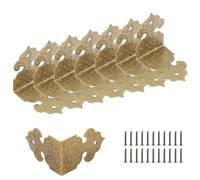 Auvotuis 20 protezioni per angoli antichi in metallo decorativo ad angolo retto per scatola angolare, accessori per mobili in ottone vintage con viti (2,5 x 1,7 cm, stile C)