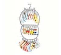 auvstar Grucce Bambini,Grucce Neonato,Appendino a Due Livelli con Grazioso Design Orecchie da Gatto,Porta Calzini per Neonati,Risparmio Spazio per Asciugare Calzini,Cappelli,Bavaglini (Grigio)