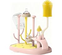 auvstar Scolabiberon, Bottiglia Stendino con Scovolino, Rastrelliere Asciuga, Stendi, Staccabile Scola, Scolapiatti, Stendibiancheria per Capezzoli (Rosa)