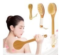 auvstar Spazzola Schiena Doccia 3 Pezzi,40cm Spazzola Doccia Schiena,Spazzola Dry Brushing Corpo,Spazzola Esfoliante Corpo,Pennello per il Viso,Pulisce i pori