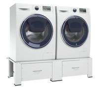 AUVYI Base per lavatrice con cassetti, bianco, 127 x 54,5 x 32,5 cm, doppia base, capacità di carico 200 kg, frigorifero e asciugatrici, base con cuscinetti antiscivolo, accessori per lavatrice