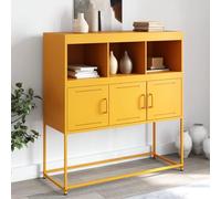 AUVYI Credenza per Sala da Pranzo con Ante 100,5x39x107 cm Armadietto Multiuso Mobile Contenitore Mobile da Salotto Buffet Cucina Mobiletto Ingresso Acciaio Laminato a Freddo Giallo Senape