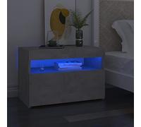 AUVYI Set di 2 tavolini per camera da letto, comodino con LED, 60 x 35 x 40 cm, alla moda, pratici, grigio cemento, moderni, con luci RGB