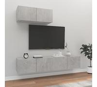 AUVYI Set di mobili per TV, 3 pezzi, grigio cemento, pensili, 80 x 30 x 30 cm, armadio per TV, tavolo buffet, armadio da cucina, basso da appendere