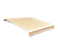 AUVYI Telo di copertura per tende da sole, in tela, giallo girasole e bianco, 3 x 2,5 m, tessuto di ricambio per tende da sole, per esterni, impermeabile, di alta qualità