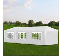 AUVYI Tenda da Giardino 9x3x2,55 m Bianco Tendone Per Esterno Impermeabile Tende Per Eventi Tenda Feste Tende Gazebo Per Matrimoni Feste Tetto e Pannelli Laterali in PE + Struttura in Acciaio