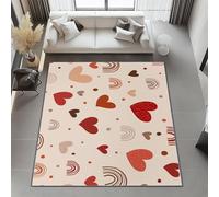 AUWUUA Sweet Wind Rainbow Love Heart Tappeto lavabile per soggiorno 100x150cm Rosa chiaro Minimalismo Cuore Tappeto antiscivolo stampato per cameretta bambini Cucina