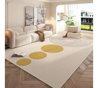 AUWUUA Tappeti lavabili 90x150cm Tappeto geometrico a righe giallo crema e nero per camera da letto, tappeto a pelo corto ultrasottile e morbido per cucina, ingresso