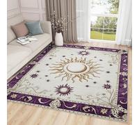 AUWUUA Tappeti viola e beige con motivo sole e luna per soggiorno, 40x100 cm, vintage, celestiali, boho, mistici, stregoneschi, lavabili per camera da letto, antiscivolo, a pelo corto per ingresso.