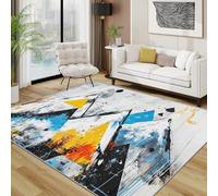 AUWUUA Tappeto antiscivolo moderno astratto con graffiti 160x160cm, motivo hippie street culture, dipinto geometrico, morbido e lavabile, decorazione per soggiorno, cucina, sala da pranzo