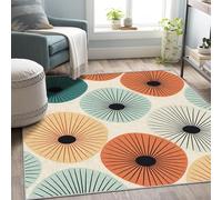 AUWUUA Tappeto Atomic 60x120cm, tappeto moderno di metà secolo per camera da letto, motivo geometrico astratto retrò anni '50, tappetino antiscivolo lavabile per cucina, sala da pranzo