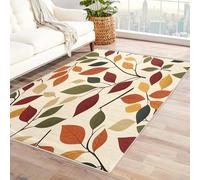 AUWUUA Tappeto con foglie colorate 120x170cm Tappeto moderno lavabile per soggiorno, camera da letto, decorazione, tappeti antiscivolo boho per sala da pranzo, ufficio, fattoria