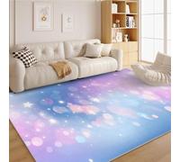 AUWUUA Tappeto con stelle luminose e glitter pastello arcobaleno per camera da letto, 100x120 cm, tappeto sfumato con cielo stellato da sogno, tappeti antiscivolo lavabile per corridoio, cucina