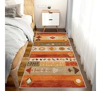 AUWUUA Tappeto da corridoio arancione, etnico occidentale, tribale, per corridoio, 130x210 cm, rustico, lavabile, geometrico, per camera da letto, soggiorno, tappeto antiscivolo morbido per cucina