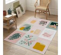 AUWUUA Tappeto da corridoio lavabile Boho Abstract Botanical Runner Rug per corridoio 80x130cm Tappeto da camera da letto morbido con foglie di piante colorate tappeti antiscivolo per cucina, zerbino